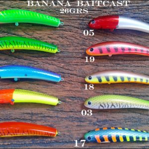 Señuelo Alfers Banana de Bait 26g Anzuelos Vmc Ideal Dorado